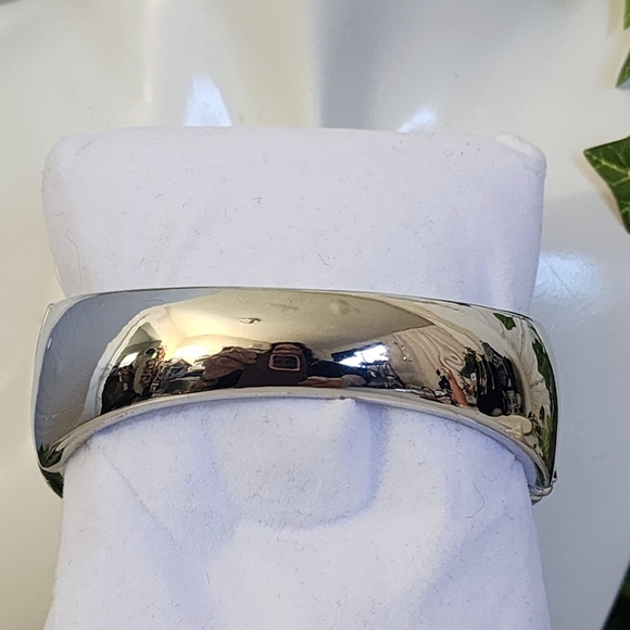 Silver Statement Clamper Hinge Bracelet Crystal Evil Eye - Picture 5 of 13